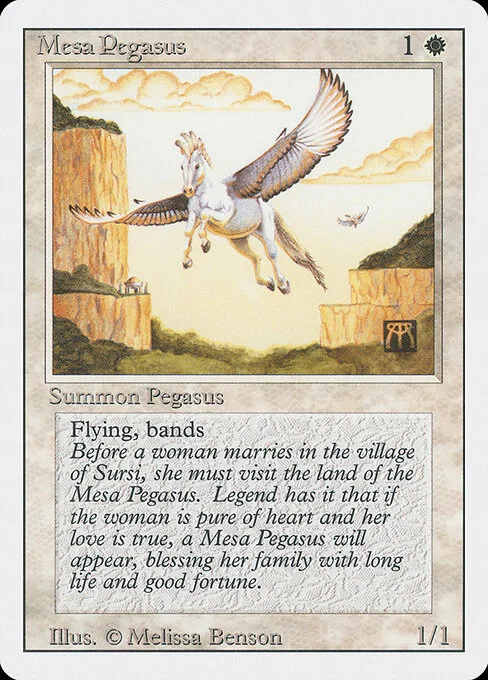 Mesa Pegasus, carta Magic di tipo Creature — Pegasus illustrata da Melissa A. Benson