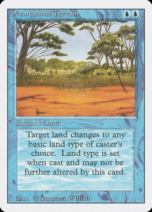 Phantasmal Terrain, carta Magic di tipo Enchantment — Aura illustrata da Dameon Willich