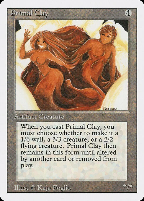 Primal Clay, carta Magic di tipo Artifact Creature — Shapeshifter illustrata da Kaja Foglio