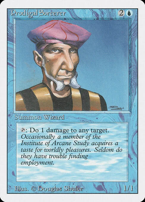 Prodigal Sorcerer, carta Magic di tipo Creature — Human Wizard Sorcerer illustrata da Douglas Shuler