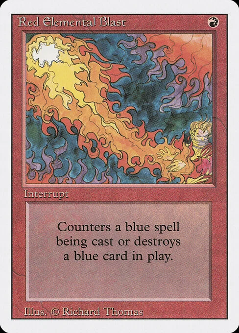 Red Elemental Blast, carta Magic di tipo Instant illustrata da Richard Thomas