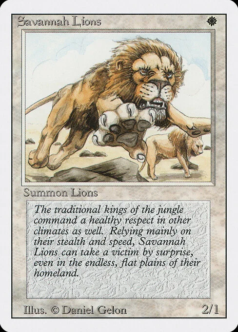 Savannah Lions, carta Magic di tipo Creature — Cat illustrata da Daniel Gelon