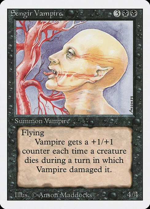 Sengir Vampire, carta Magic di tipo Creature — Vampire illustrata da Anson Maddocks