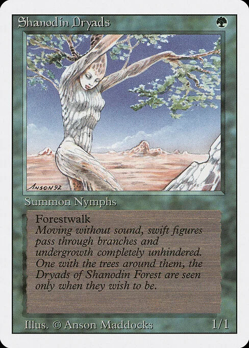 Shanodin Dryads, carta Magic di tipo Creature — Nymph Dryad illustrata da Anson Maddocks