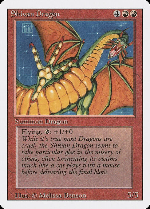 Shivan Dragon, carta Magic di tipo Creature — Dragon illustrata da Melissa A. Benson