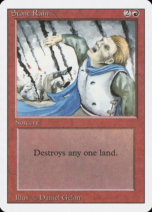 Stone Rain, carta Magic di tipo Sorcery illustrata da Daniel Gelon