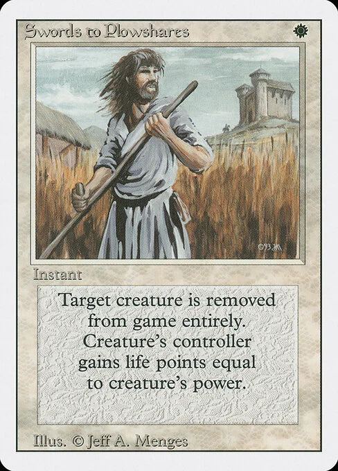 Swords to Plowshares, carta Magic di tipo Instant illustrata da Jeff A. Menges