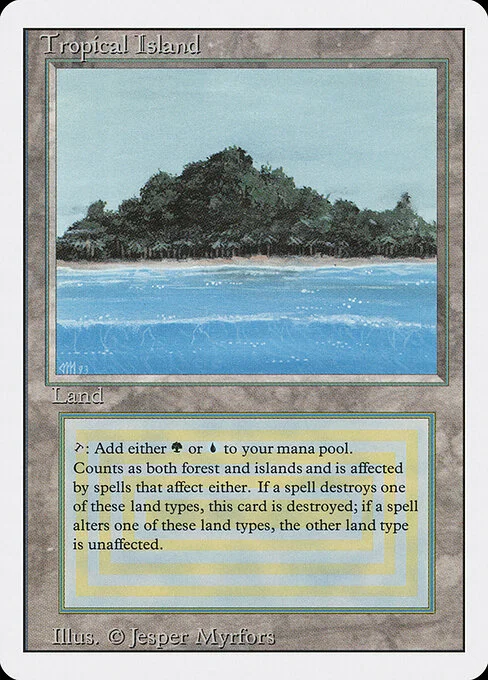 Tropical Island, carta Magic di tipo Land — Forest Island illustrata da Jesper Myrfors