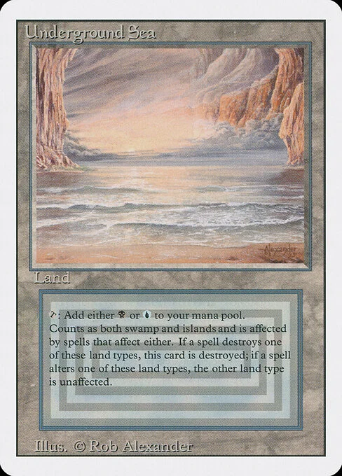 Underground Sea, carta Magic di tipo Land — Island Swamp illustrata da Rob Alexander
