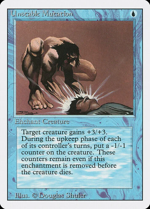 Unstable Mutation, carta Magic di tipo Enchantment — Aura illustrata da Douglas Shuler