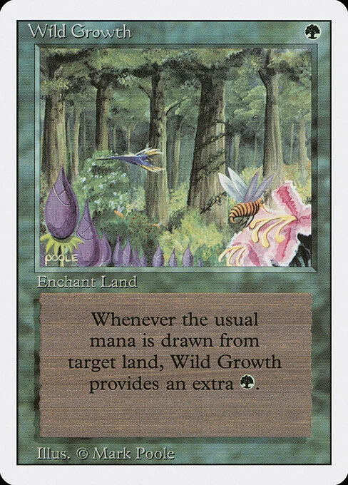 Wild Growth, carta Magic di tipo Enchantment — Aura illustrata da Mark Poole
