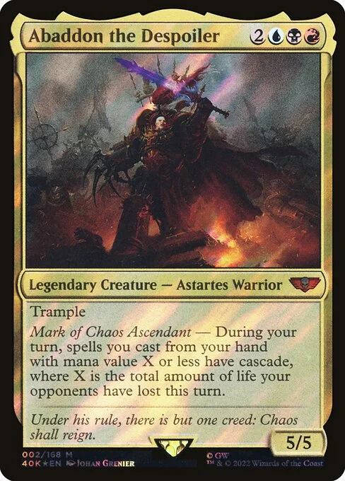 Abaddon the Despoiler, carta Magic di tipo Legendary Creature — Astartes Warrior illustrata da Johan Grenier