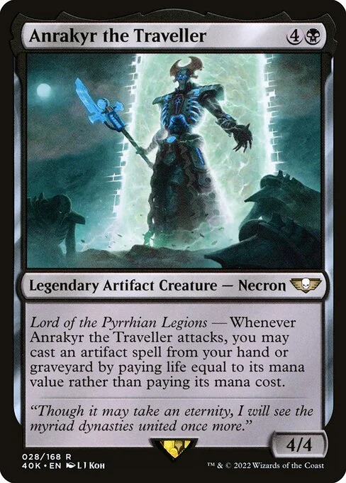 Anrakyr the Traveller, carta Magic di tipo Legendary Artifact Creature — Necron illustrata da L J Koh