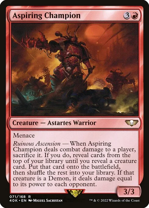 Aspiring Champion, carta Magic di tipo Creature — Astartes Warrior illustrata da Miguel Sacristan