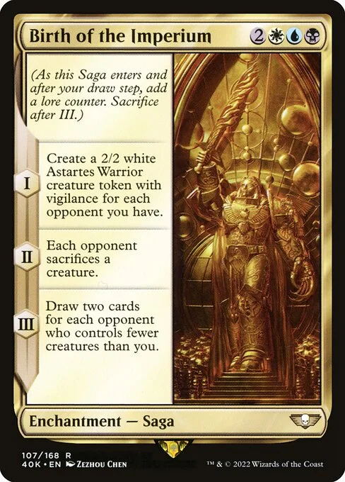 Birth of the Imperium, carta Magic di tipo Enchantment — Saga illustrata da Zezhou Chen