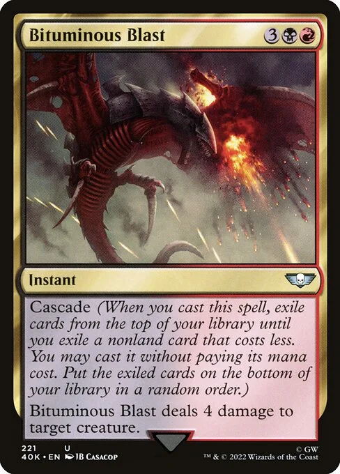 Bituminous Blast, carta Magic di tipo Instant illustrata da JB Casacop