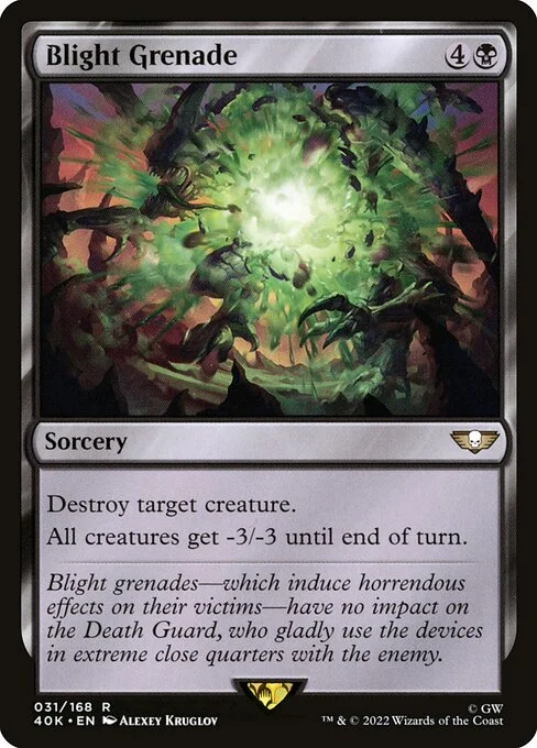 Blight Grenade, carta Magic di tipo Sorcery illustrata da Alexey Kruglov
