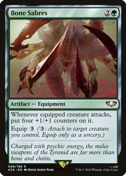 Bone Sabres, carta Magic di tipo Artifact — Equipment illustrata da David Auden Nash