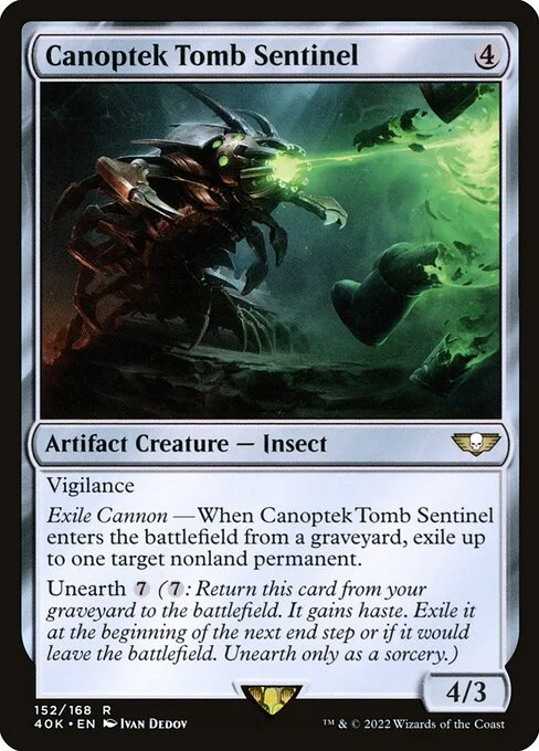 Canoptek Tomb Sentinel, carta Magic di tipo Artifact Creature — Insect illustrata da Ivan Dedov