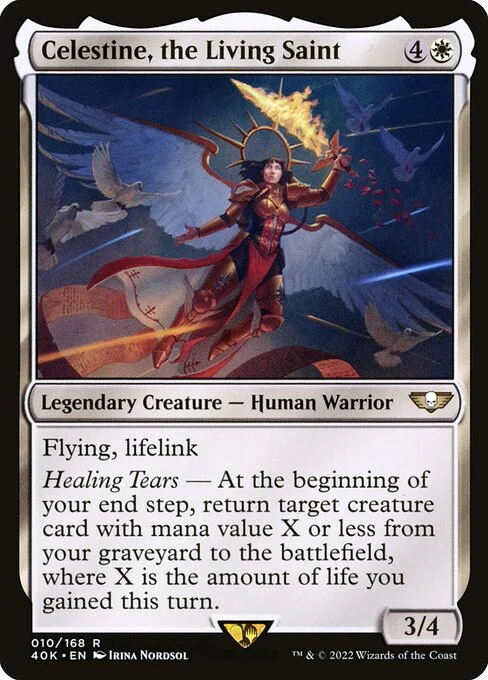 Celestine, the Living Saint, carta Magic di tipo Legendary Creature — Human Warrior illustrata da Irina Nordsol