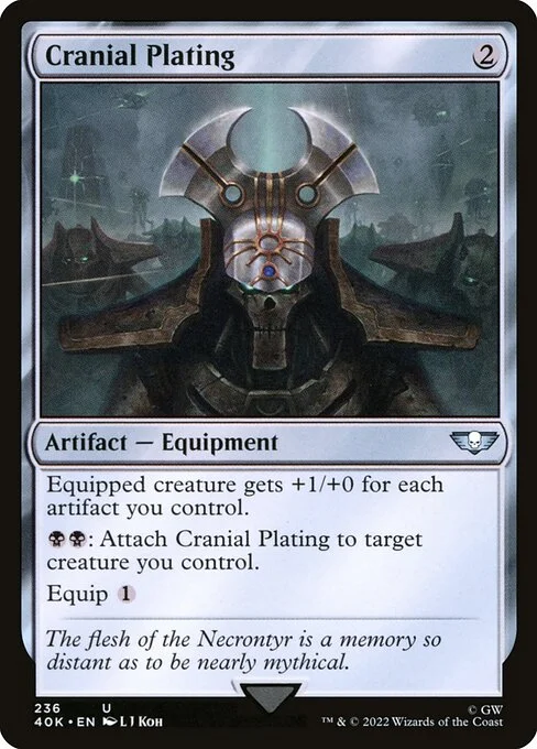 Cranial Plating, carta Magic di tipo Artifact — Equipment illustrata da L J Koh