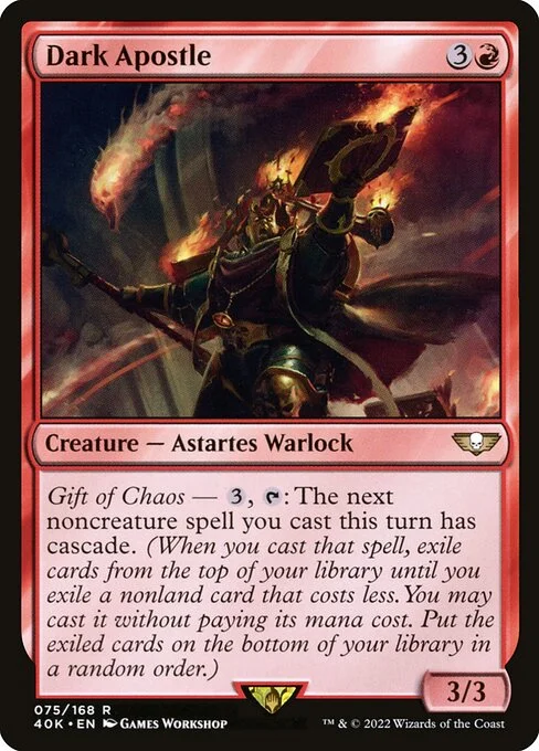 Dark Apostle, carta Magic di tipo Creature — Astartes Warlock illustrata da Games Workshop