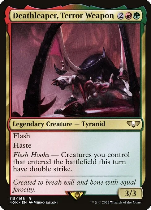 Deathleaper, Terror Weapon, carta Magic di tipo Legendary Creature — Tyranid illustrata da Mirko Failoni
