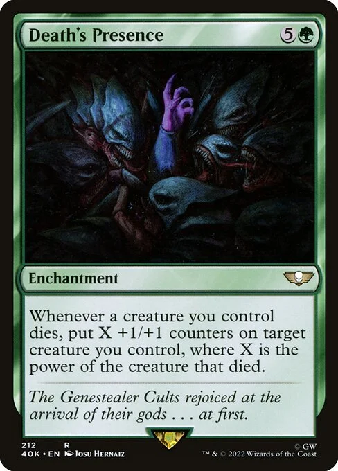 Death's Presence, carta Magic di tipo Enchantment illustrata da Josu Hernaiz