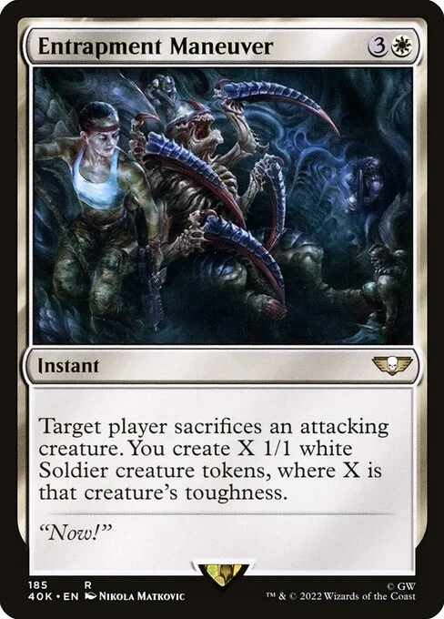 Entrapment Maneuver, carta Magic di tipo Instant illustrata da Nikola Matkovic
