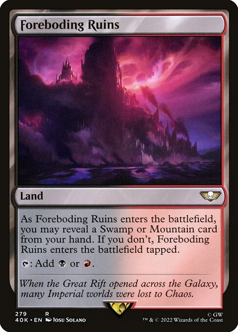 Foreboding Ruins, carta Magic di tipo Land illustrata da Josu Solano