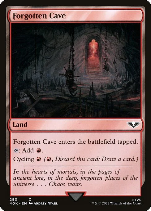 Forgotten Cave, carta Magic di tipo Land illustrata da Andrey Nyarl