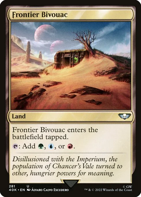 Frontier Bivouac, carta Magic di tipo Land illustrata da Álvaro Calvo Escudero