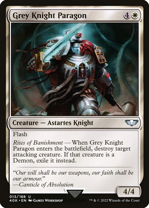 Grey Knight Paragon, carta Magic di tipo Creature — Astartes Knight illustrata da Games Workshop