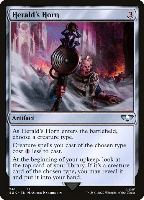 Herald's Horn, carta Magic di tipo Artifact illustrata da Artur Nakhodkin