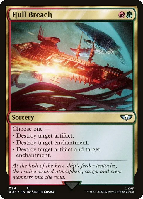 Hull Breach, carta Magic di tipo Sorcery illustrata da Sergio Cosmai