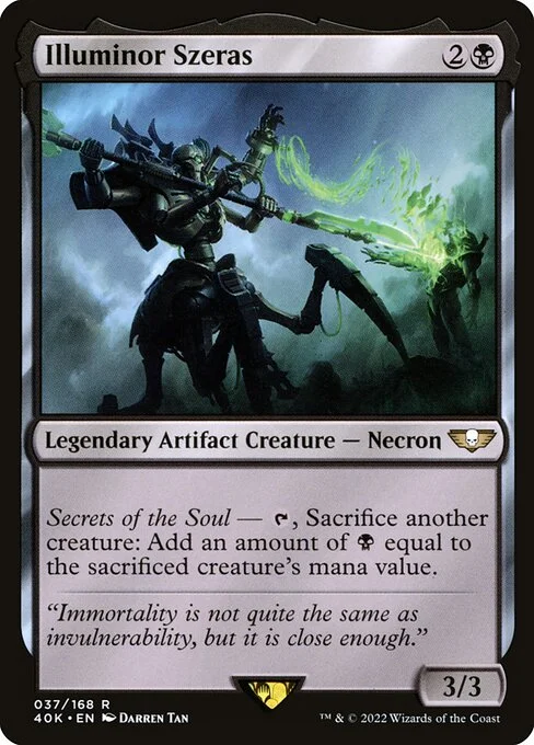 Illuminor Szeras, carta Magic di tipo Legendary Artifact Creature — Necron illustrata da Darren Tan