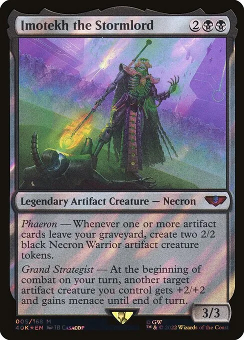Imotekh the Stormlord, carta Magic di tipo Legendary Artifact Creature — Necron illustrata da JB Casacop
