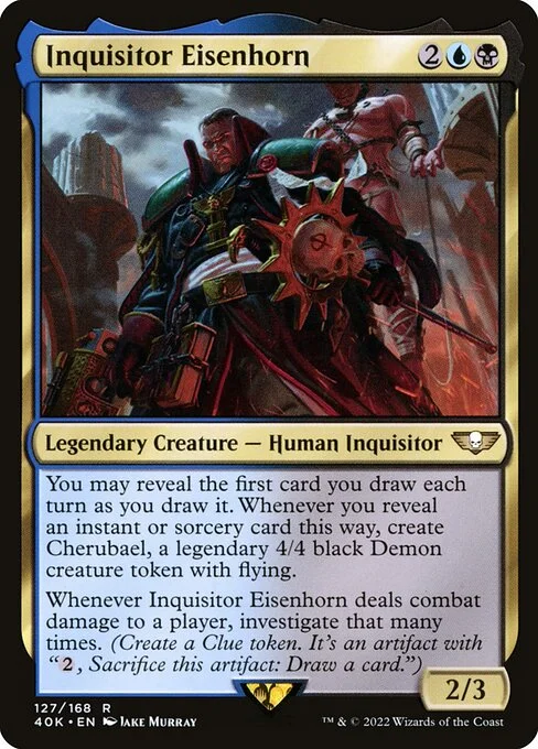 Inquisitor Eisenhorn, carta Magic di tipo Legendary Creature — Human Inquisitor illustrata da Jake Murray