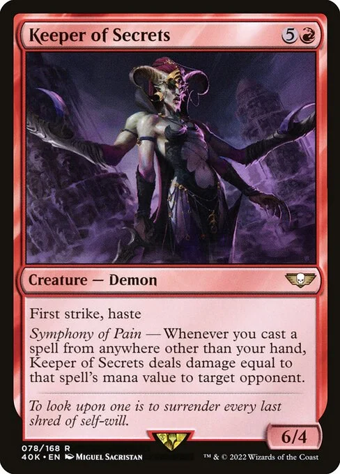 Keeper of Secrets, carta Magic di tipo Creature — Demon illustrata da Miguel Sacristan