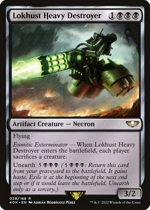 Lokhust Heavy Destroyer, carta Magic di tipo Artifact Creature — Necron illustrata da Adrián Rodríguez Pérez