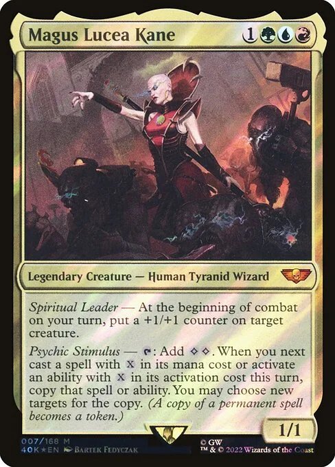Magus Lucea Kane, carta Magic di tipo Legendary Creature — Human Tyranid Wizard illustrata da Bartek Fedyczak
