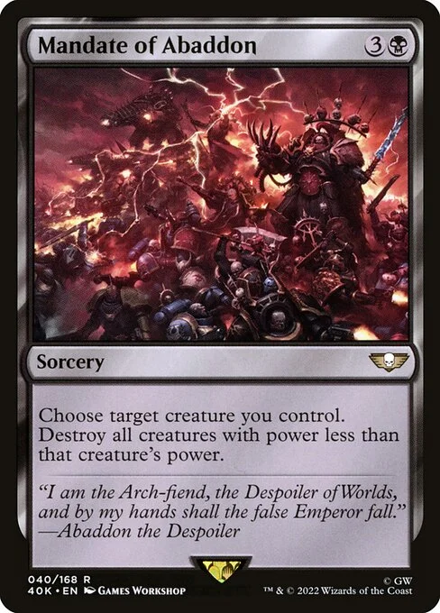 Mandate of Abaddon, carta Magic di tipo Sorcery illustrata da Games Workshop