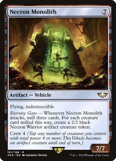 Necron Monolith, carta Magic di tipo Artifact — Vehicle illustrata da Anthony Devine