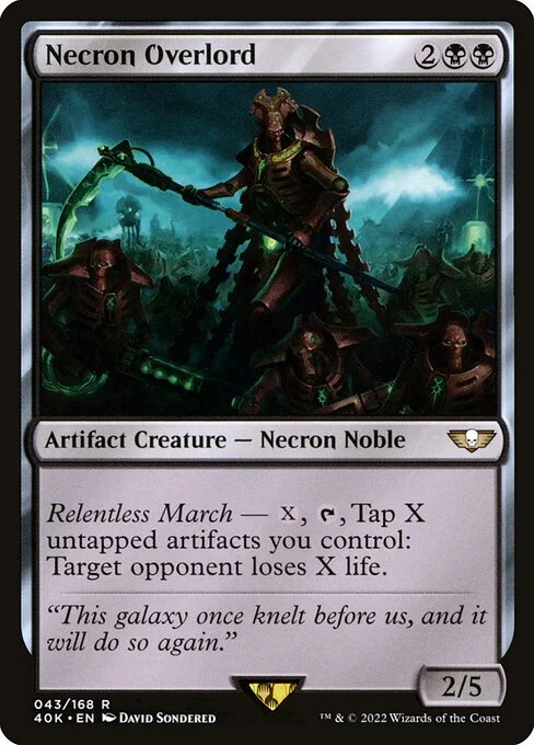 Necron Overlord, carta Magic di tipo Artifact Creature — Necron Noble illustrata da David Sondered