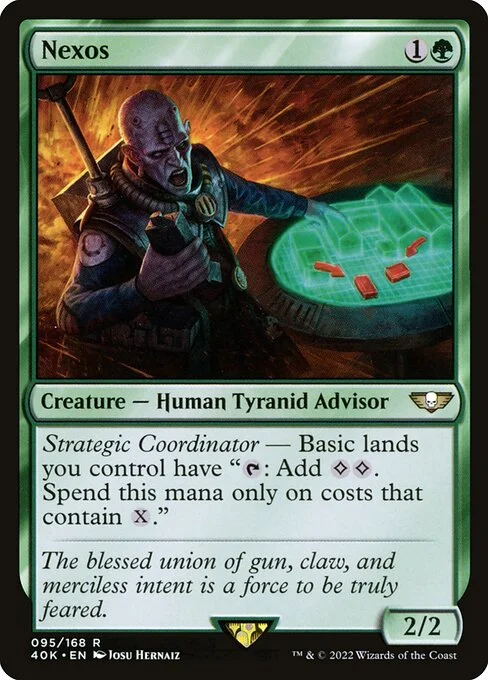 Nexos, carta Magic di tipo Creature — Human Tyranid Advisor illustrata da Josu Hernaiz