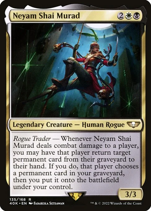 Neyam Shai Murad, carta Magic di tipo Legendary Creature — Human Rogue illustrata da Fajareka Setiawan