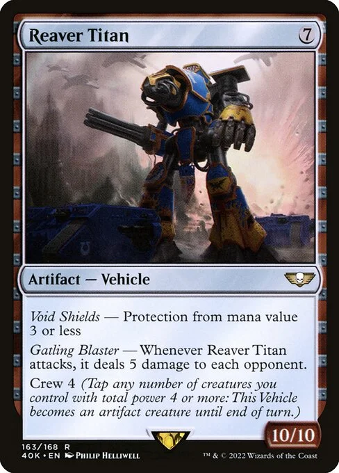 Reaver Titan, carta Magic di tipo Artifact — Vehicle illustrata da Philip Helliwell