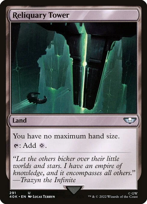 Reliquary Tower, carta Magic di tipo Land illustrata da Lucas Terryn
