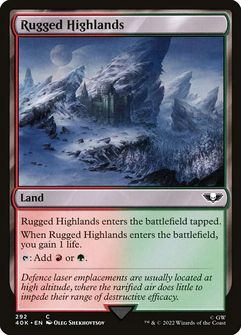 Rugged Highlands, carta Magic di tipo Land illustrata da Oleg Shekhovtsov