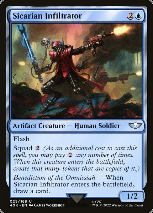Sicarian Infiltrator, carta Magic di tipo Artifact Creature — Human Soldier illustrata da Games Workshop